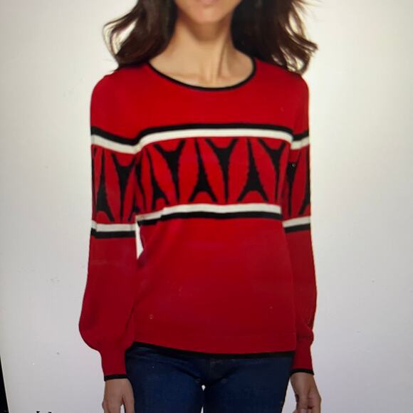 Karl Lagerfeld Alternating Eiffel Tower Graphic Sweater Size S - Picture 1 of 10